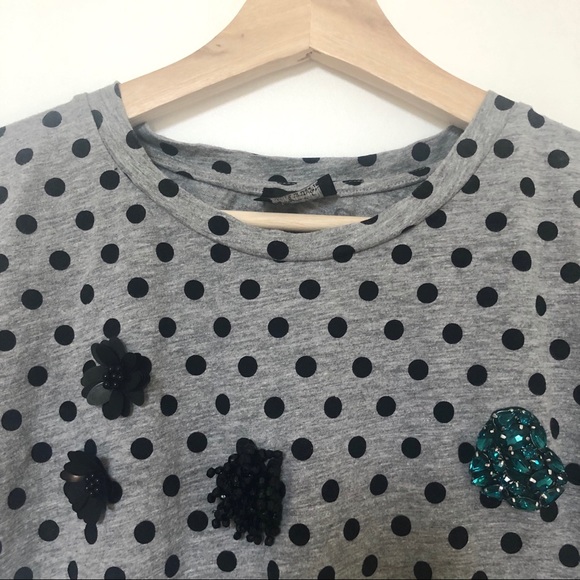 🍒 2/20$ Zara Gray & Black Polka Dot Tee - Picture 5 of 11